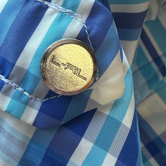 Lauren Ralph Lauren Active Plaid Zip Jacket XL Blue White Lightweight Mesh Lined - Picture 9 of 14